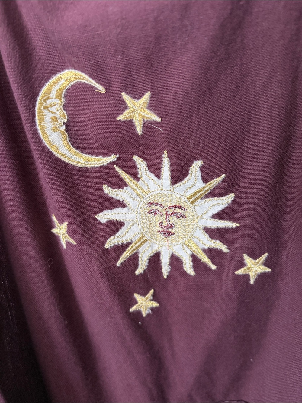 NWT World Market 100% Cotton Purple & Gold Embroidery Celestial Kitchen Apron - Picture 7 of 9